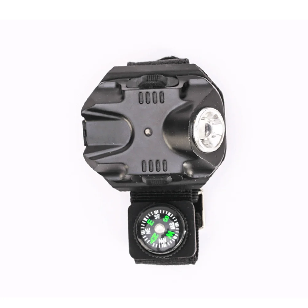 

LED Torch Wrist Light Watch Black Rechargeable Multifunctional Outdoor Watch Flashlight Compass for Running Hiking Camping Night