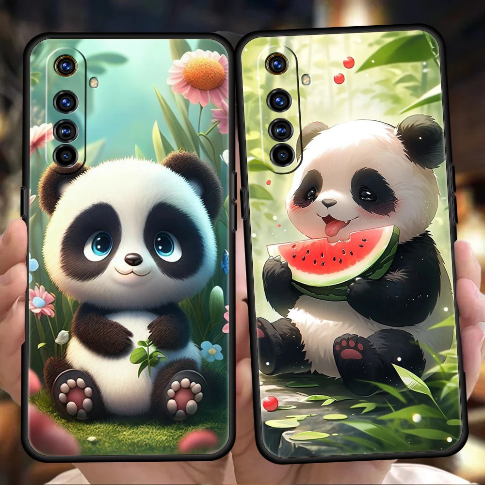 Cartoon Lovely Panda Phone Case for Oppo A17 A12 A57 A74 A16 Find X5 X6 A52 A53 A54 A15 Reno 6 Z 7 Pro A9 2020 5G Silicone Shell