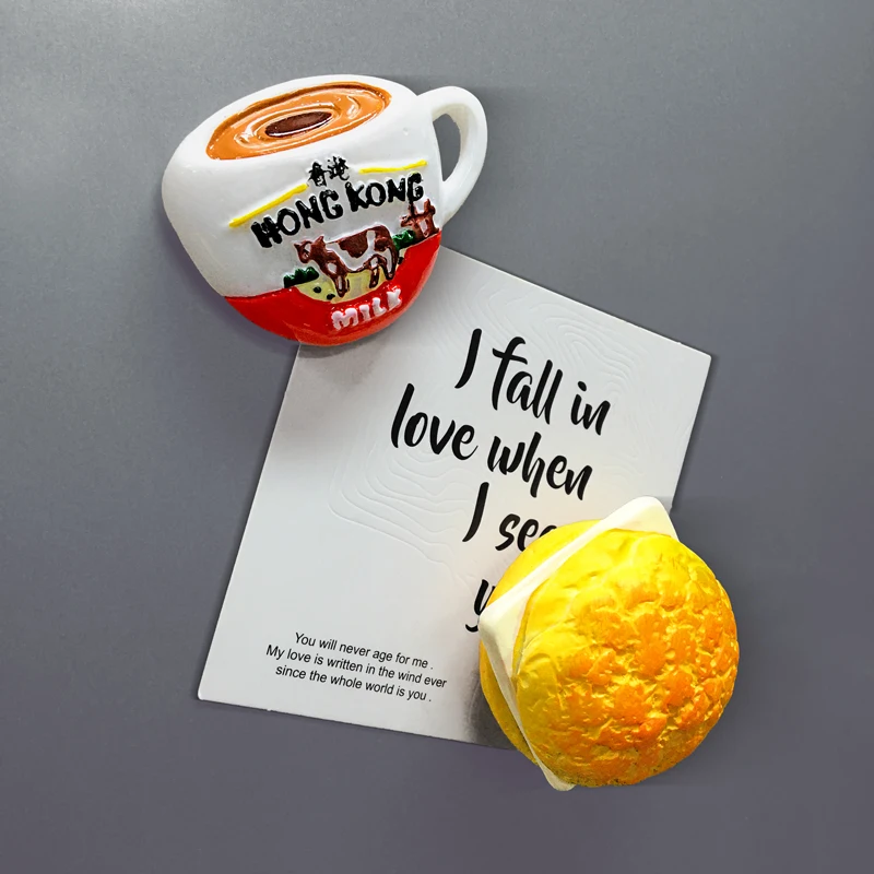 Creative Simulation Bread Fridge Magnet Mini Pineapple Bun Hong Kong Cafe Souvenir Milk Tea Refrigerator Magnetic Decor Stickers