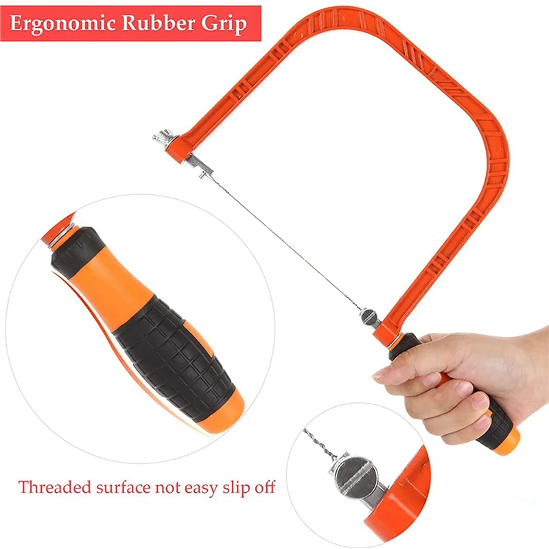 

ABRW-6 Inch Coping Saw Hand Saw, Fret Saw Coping Frame And Extra 40 Pcs Replacement Blades Set For Wood,Plastic, Rubber, Ect