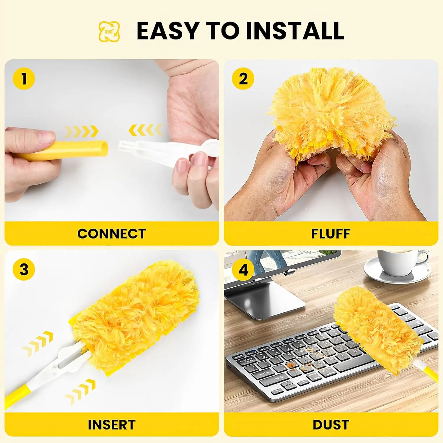 360° Dusting Brush Head Electrostatic Precipitator Cleaning Spider Web Super Efficient Duster Kit Multi Surface Refills Supplies