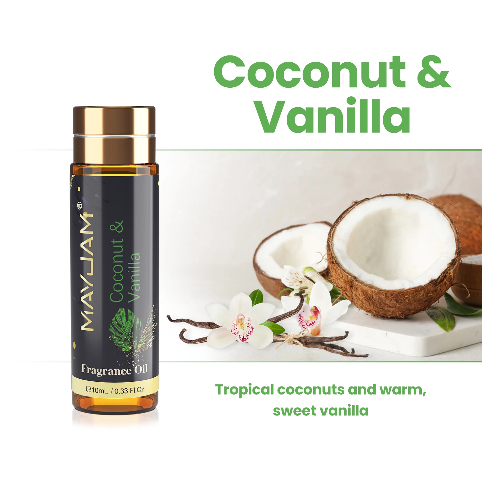 MAYJAM Coconut Vanilla White Musk Sea Breeze Coffee Baby Powder Fresh Linen Top Selling Fragrance Oil 10ml with Dropper