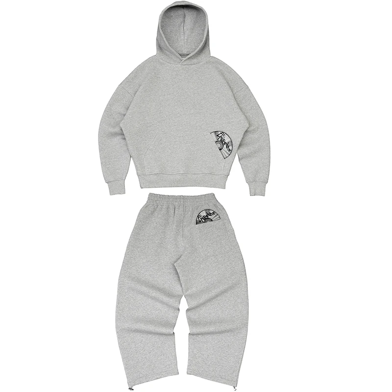 Streetwear Abbigliamento donna Y2k Nuovo modello a disco compatto retrò ricamato Set Felpe con cappuccio da uomo gotico Harajuku Felpe Pantaloni sportivi