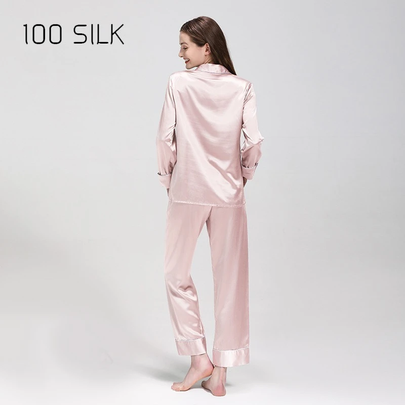 

New 25m/m Heavy Mulberry Silk V Neck Women's Loungewear Set Luxurious Pajamas Ultimate Comfort Leisure Cozy Long Sleeves M Size