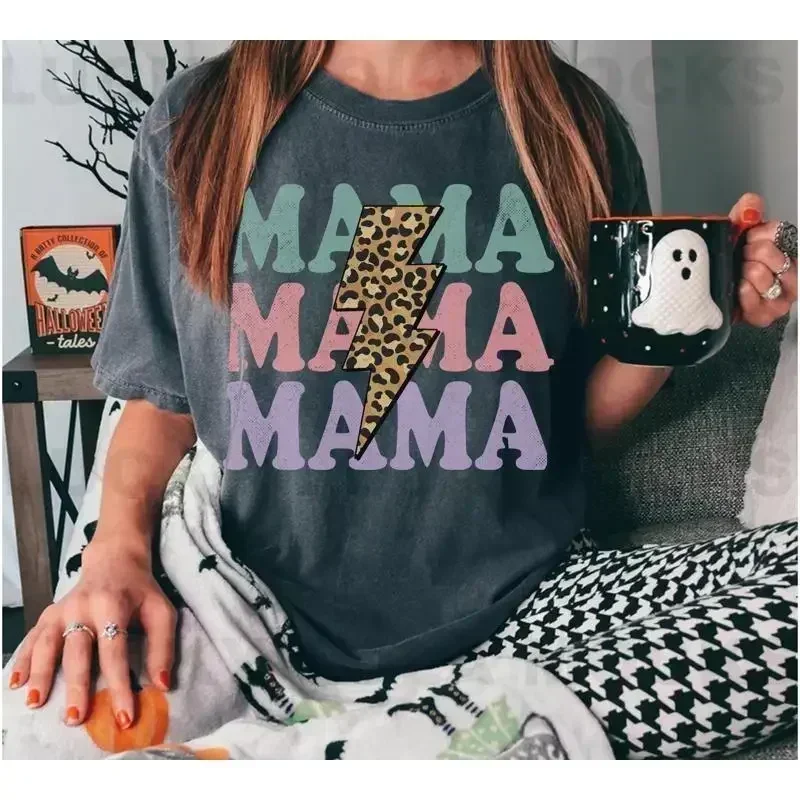 Leopard Mama T Shirt Retro Mom Life Girl Motherhood Cute Mothers Day