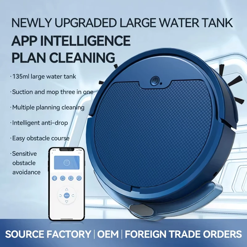 

3-in-1 Smart Robot Vacuum Mop APP Control Sweeping &Vacuuming Wireless Vacuum Cleaner 2000Pa Suction Sweeper for Home Hard Floor