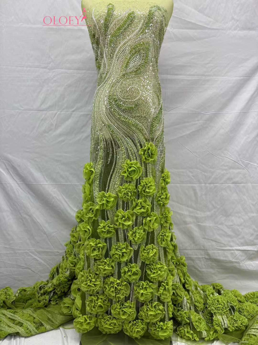 

OLOEY Роскошное 3D-кружево с африканской вышивкой бисером, высококачественная ткань с пайетками во французском стиле, 2026, для женских свадебных и праздничных платьев