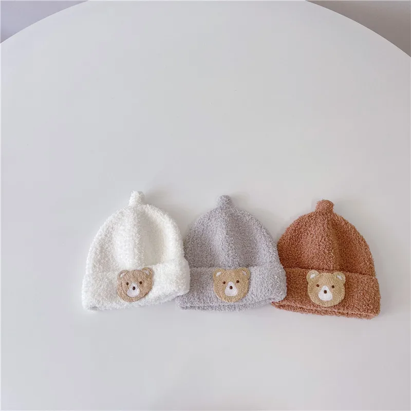 MILANCEL 2022Winter Baby Hat Newborn Girls Hat Infant Boy Bear Hats