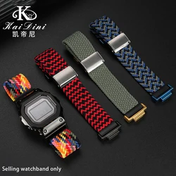 Colorful Nylon Strap for Casio DW-5600/5610 GW-B5600 GM2100 Modified Elastic Woven Nylon Watch Strap Wristband Steel Watch Case