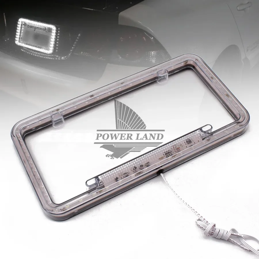 Universal Fit 54LEDS Illuminated 12V DC Acrylic U.S. Standard Car Truck License Plate Frame Flashing Light White Color