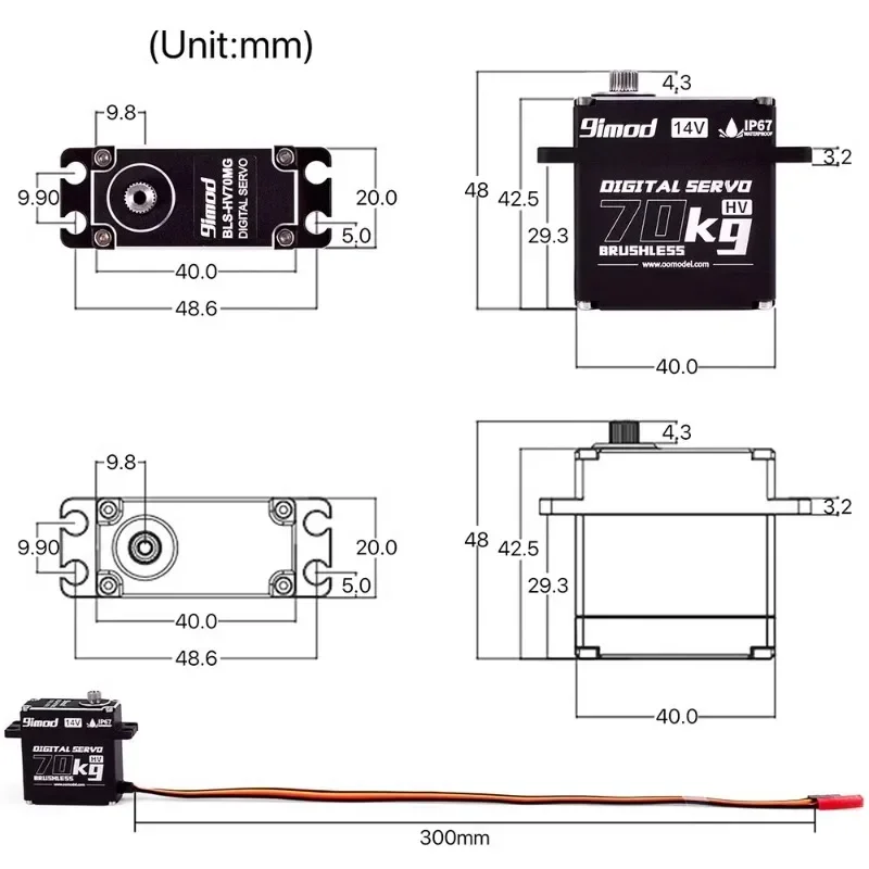 

Brushless Waterproof Steering Gear 50kg 60kg 70kg High Voltage 14V Digital Metal Tooth Server for Robotic Applications