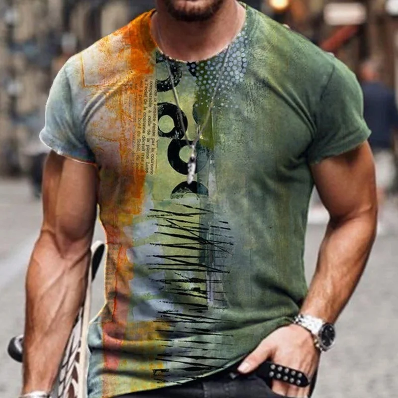 T-shirt imprimé American Feel pour hommes, col rond, Cool, surdimensionné, Streetwear musculaire, vêtements d\'été, 2023