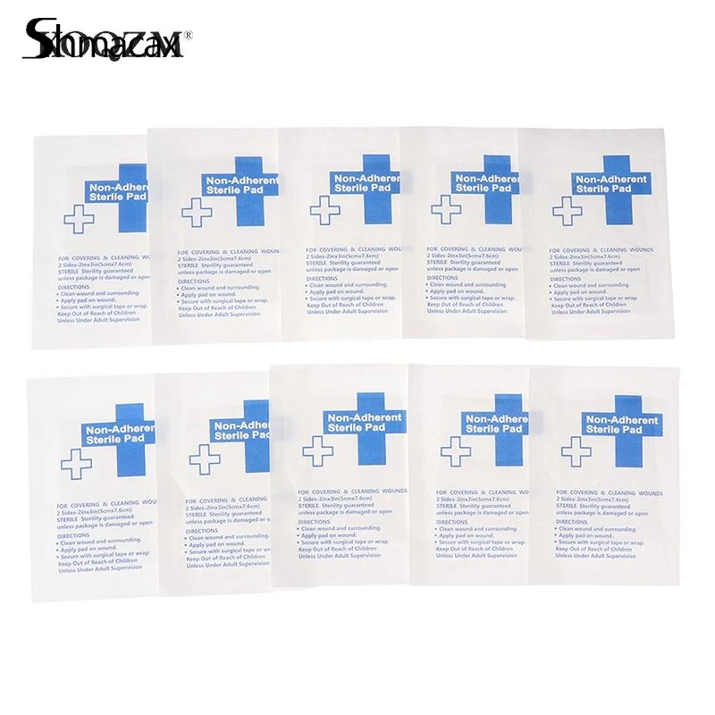 10Pcs Katoen Waterdicht Gaas Pad Non-Hechtende Pad Ehbo-kit Wondverband Tapes Steriele Medische Gaas Pad