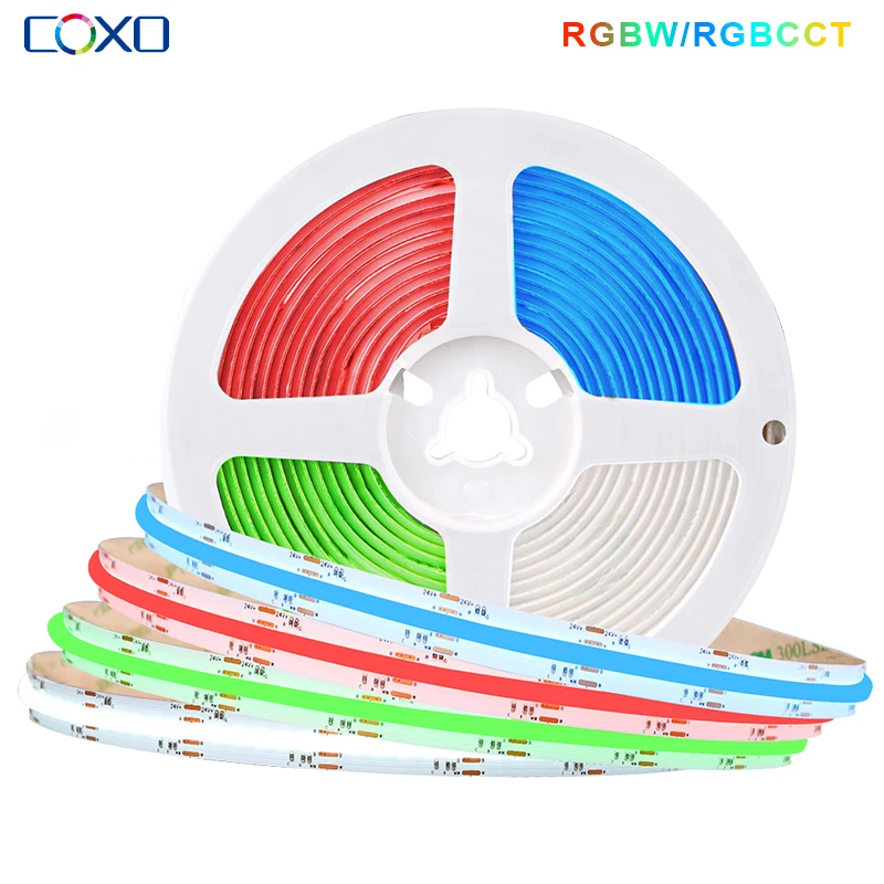 Tira de luces LED COB RGBW RGBCCT, 840 LED de alta densidad, iluminación LED regulable, cinta Flexible RA90 FCOB RGB CCT, DC24V