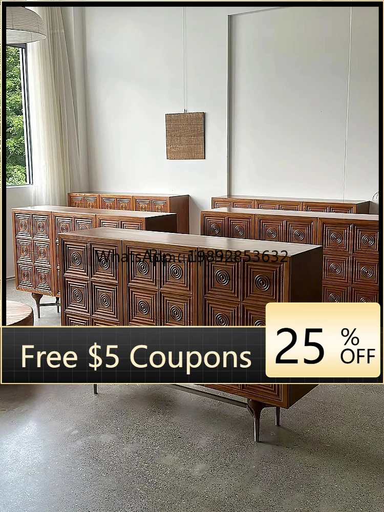 

FF французский средневековый декоративный шкафчик для гостиной из цельного дерева, современный боковой шкаф