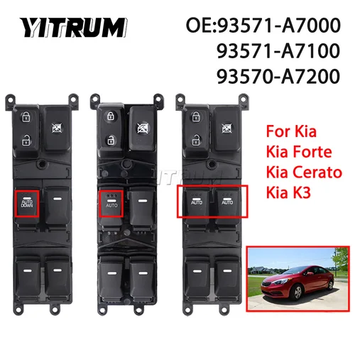 Imagen 1 del producto YITRUM interruptor de ventanilla eléctrica para Kia Cerato K3 Forte 2014 2015 2016 2017 2018 93571-A7000 93571-A7100 93570-A7200