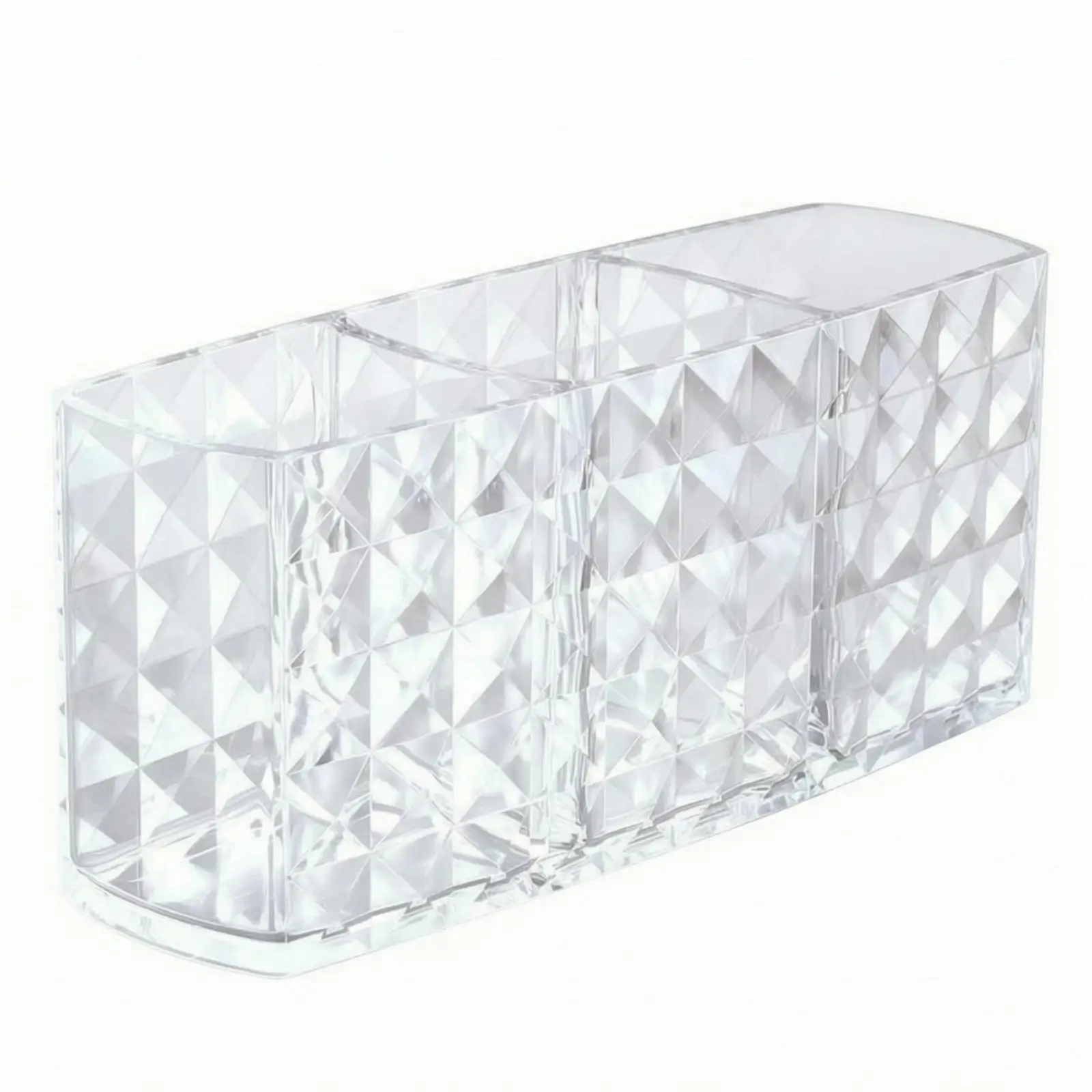 3 Slot Acrylic Makeup Organizer for Brushes Eyeliner Lip Gloss and Office Supplies Desk Storage Solution