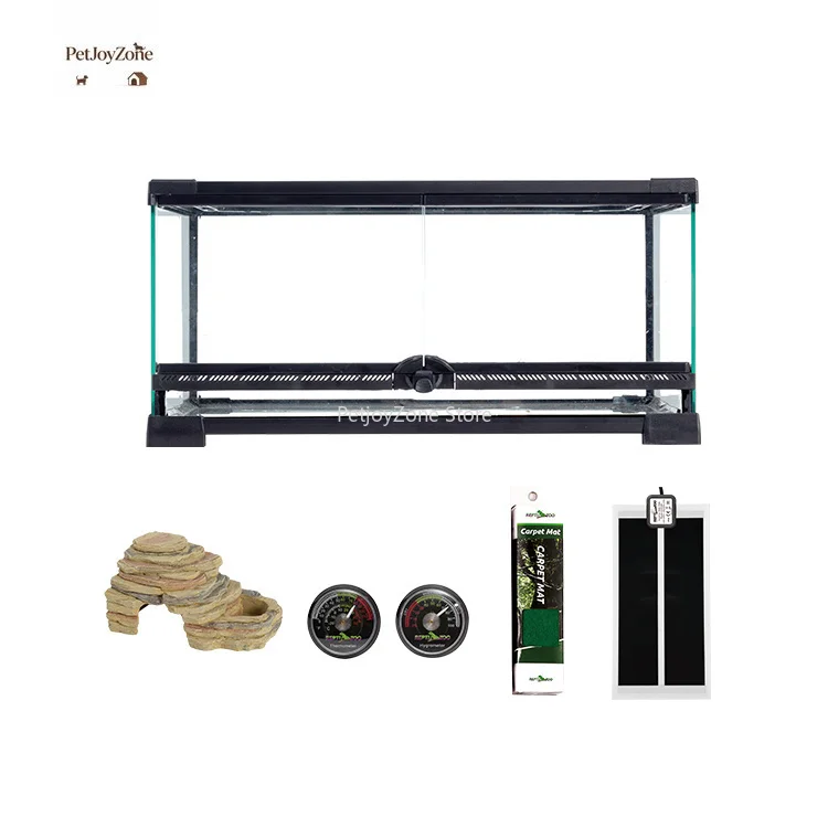 PetJoyZone Leopard Gecko Starter Kit ST01-RHK453022 Eco-Friendly Reptile Glass Terrarium With 45x30x22cm Dimensions