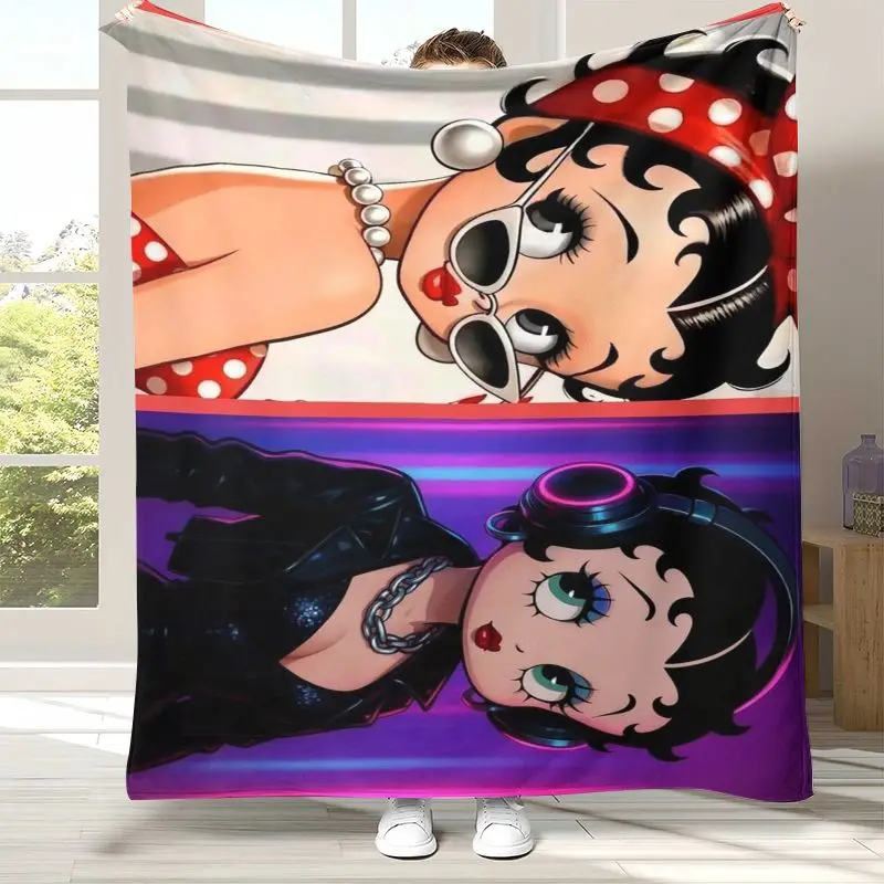 Cute B-Betty Girl B-Boop Cartoon Soft Flannel Throw Blanket,Cozy Blanket for Bed,Sofa,Living Room,Picnic,Camping,Home Decor,Kid