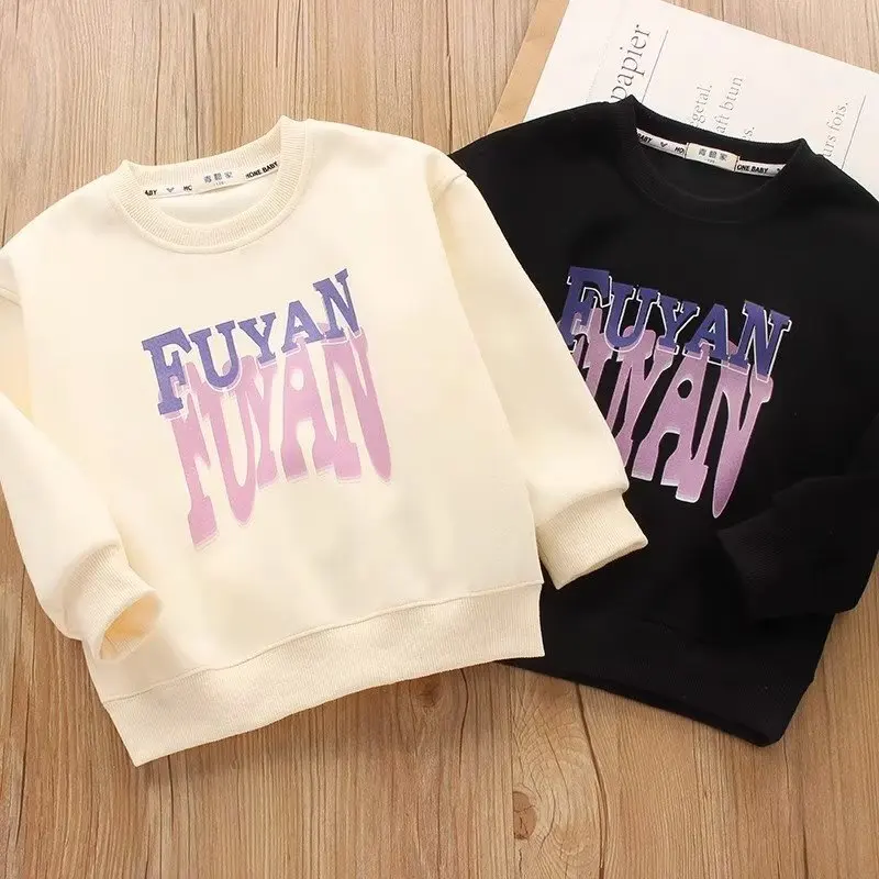 

Boys Girls Fashion English Letters Casual Sweatshirts Spring & Autumn New Children's Streetwear O-Neck Print Pullover Versatile