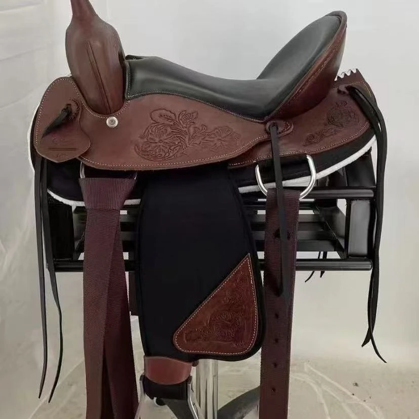 Big Saddle, Wild Riding Western Saddle, Riding Gear Full Set of Accessories Cowhide Western Saddle