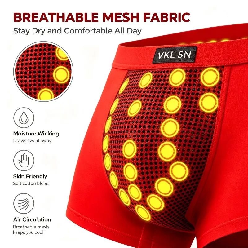 2026 Upgraded Men's Magnetic Therapy Boxer Briefs 22 Grade Magnets Acupoint Aligned Health Underwear L 6XL Blood Flow Support