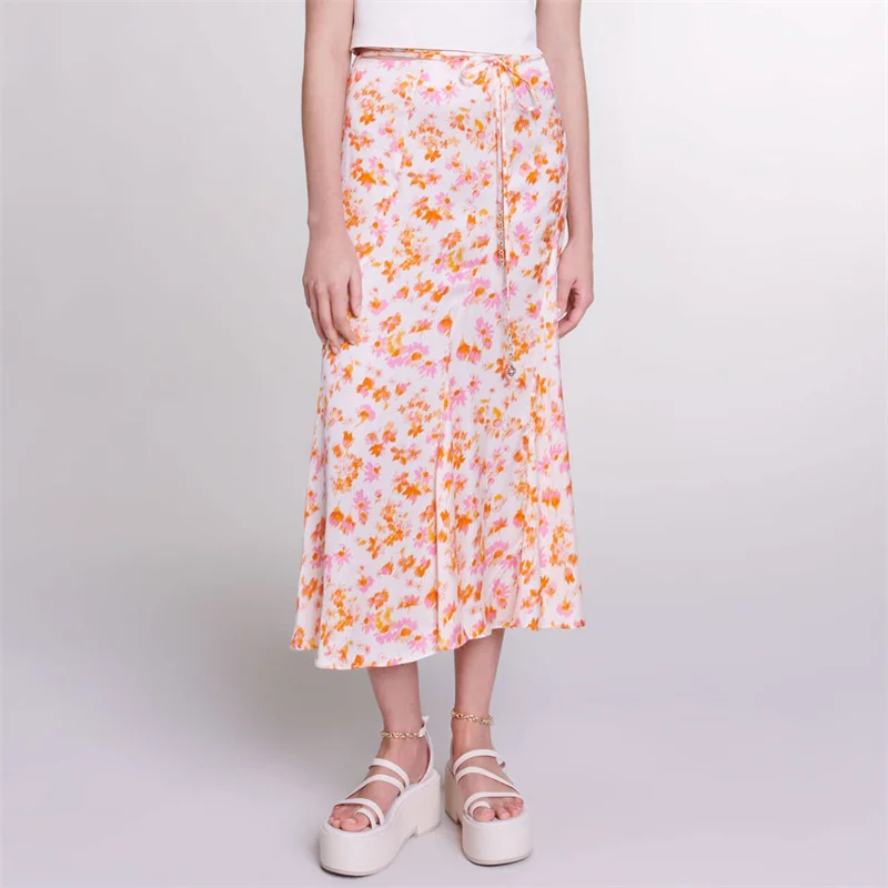 

Women's skirt 2024 Summer New in Fashion Printed Women's Half skirt High waisted slim long skirt Leisure vacation fishtail skirt