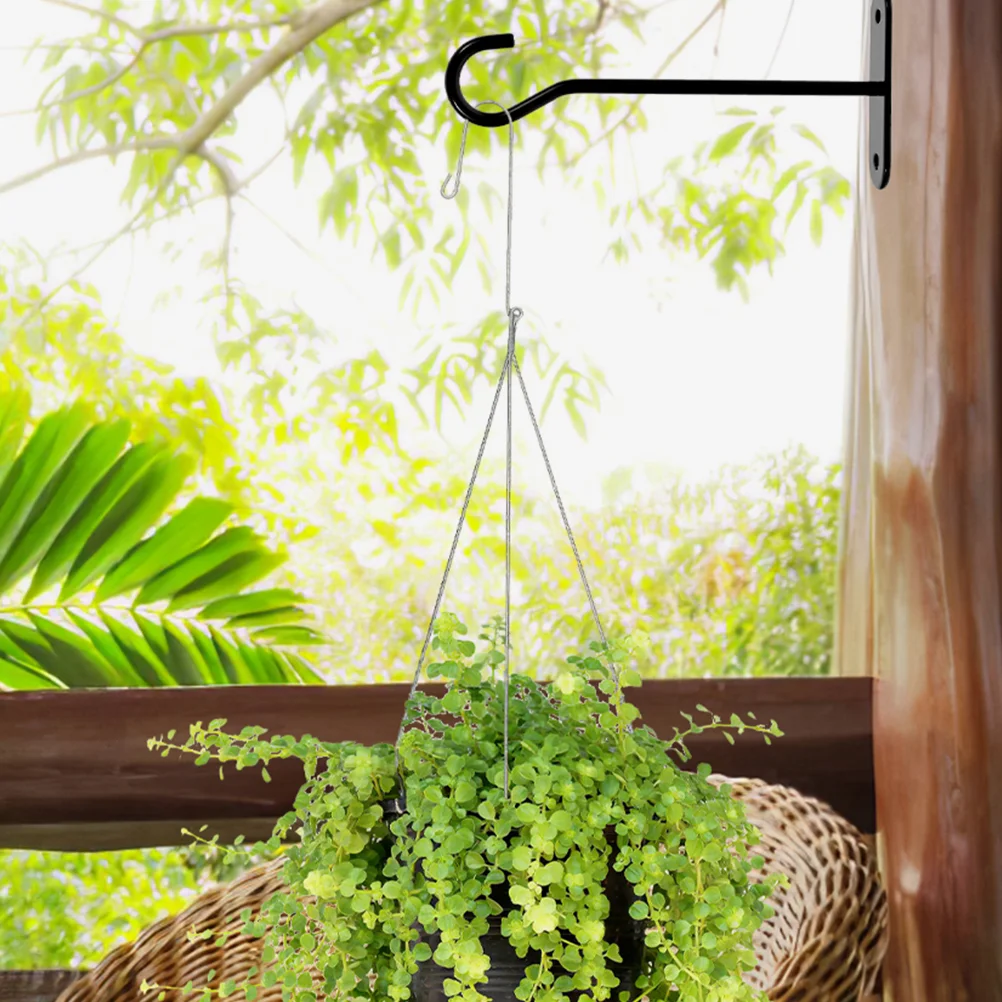 2 Sets Metal Outdoor Hanging Flower Pot Hook Plant Hanger Indoor 1010X300X200CM Iron Hooks Porch for Plants