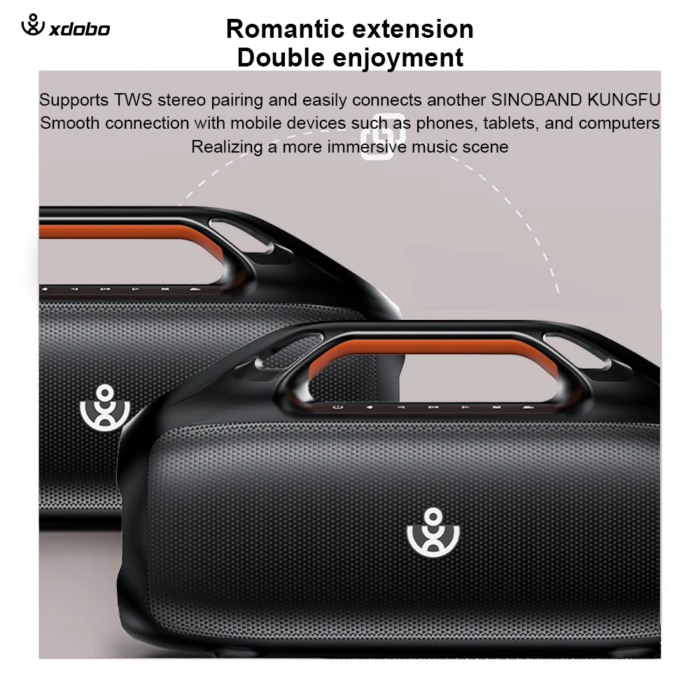 XDOBO Kung Fu Speaker Bluetooth portabel, Speaker Bluetooth 160W HIFI nirkabel IPX6 pesta luar ruangan tahan air