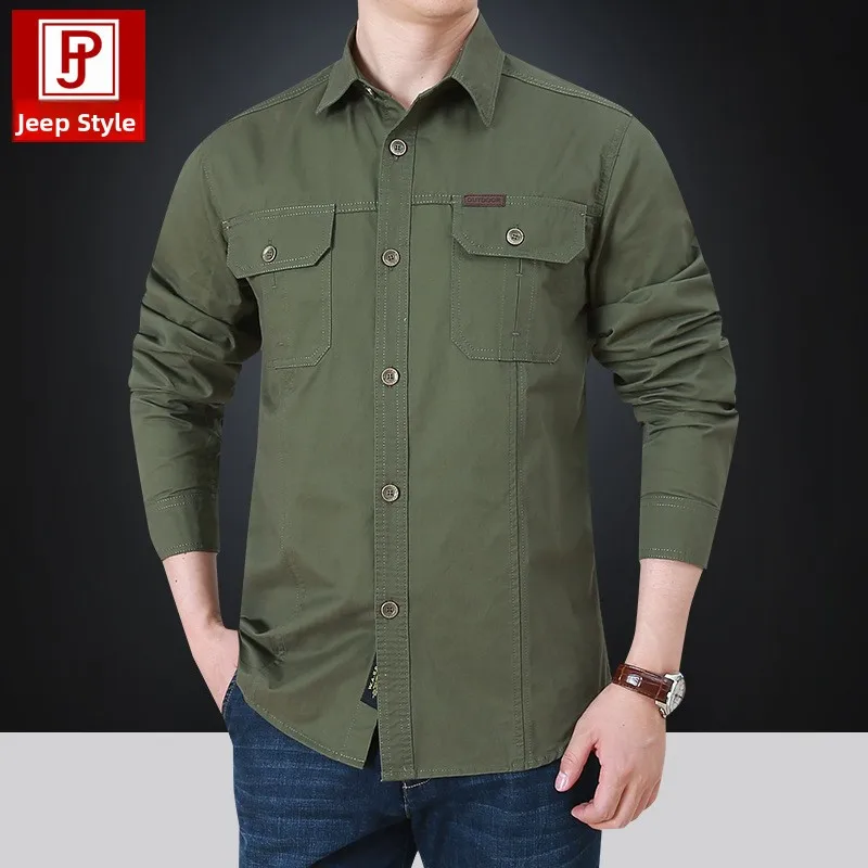 

Men's Long Sve Workwear irt Waed Cotton Large Size Casual Faion Spring Autumn Comfortable Breathable ket Design