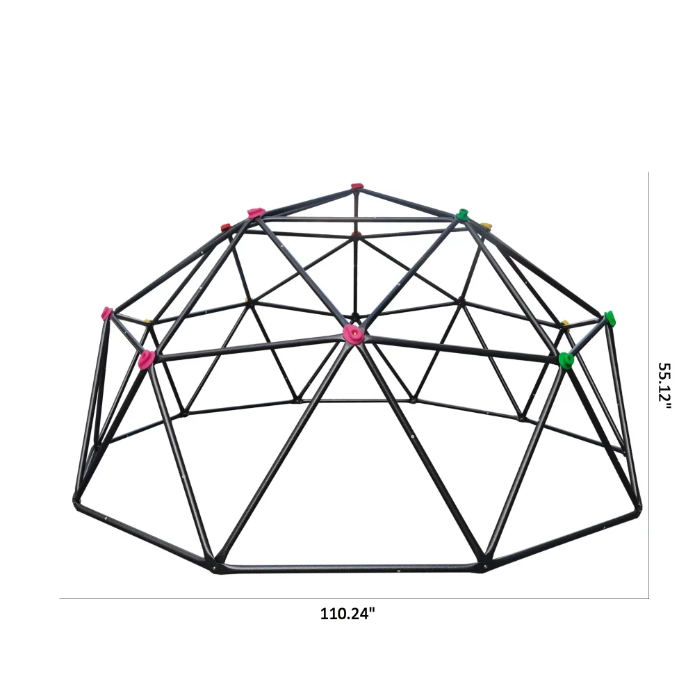 Ten Sided Climbing Frame for Outdoor Playground, for Age 3+ Climber, with Colorful Climbing Stones 10ft Kids Jungle Gym Backyard