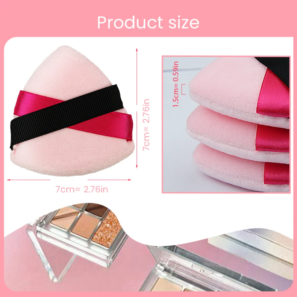 3 sets multi-color optional two-color ribbon round triangle Powder puff Makeup sponge suitable for daily makeup makeup setting