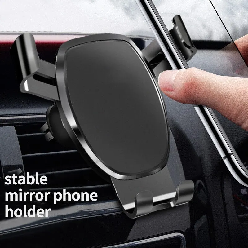 Mobile Phone Holder Air Outlet Gravity Sensor Car Holder Riangle Gravity Frosted Simplicity Solid Metallic Material