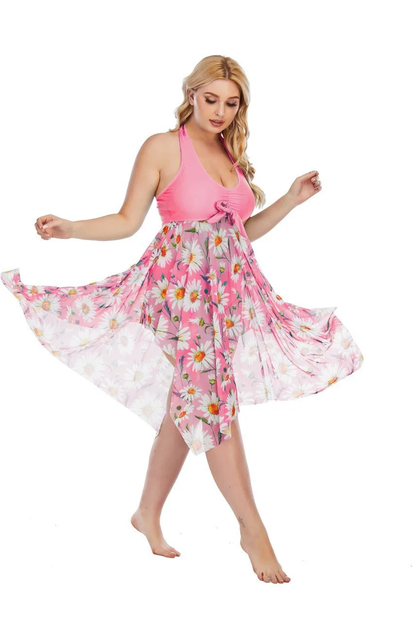 2026 Front Knot Printed Tankini Set Two Piece Swimsuit Dress Women Vintage Swimwear Female Bathing Swim Suit Summer Beachwear