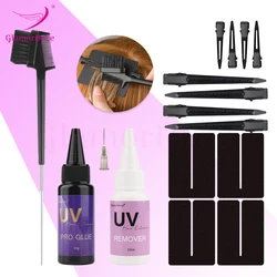 UV Lamp Hair Extensions Tools Kit UV Hair Extensions Glue Remover Accessories Hair Brush Comb Anti-UV Hair Shield Guard Sheet
