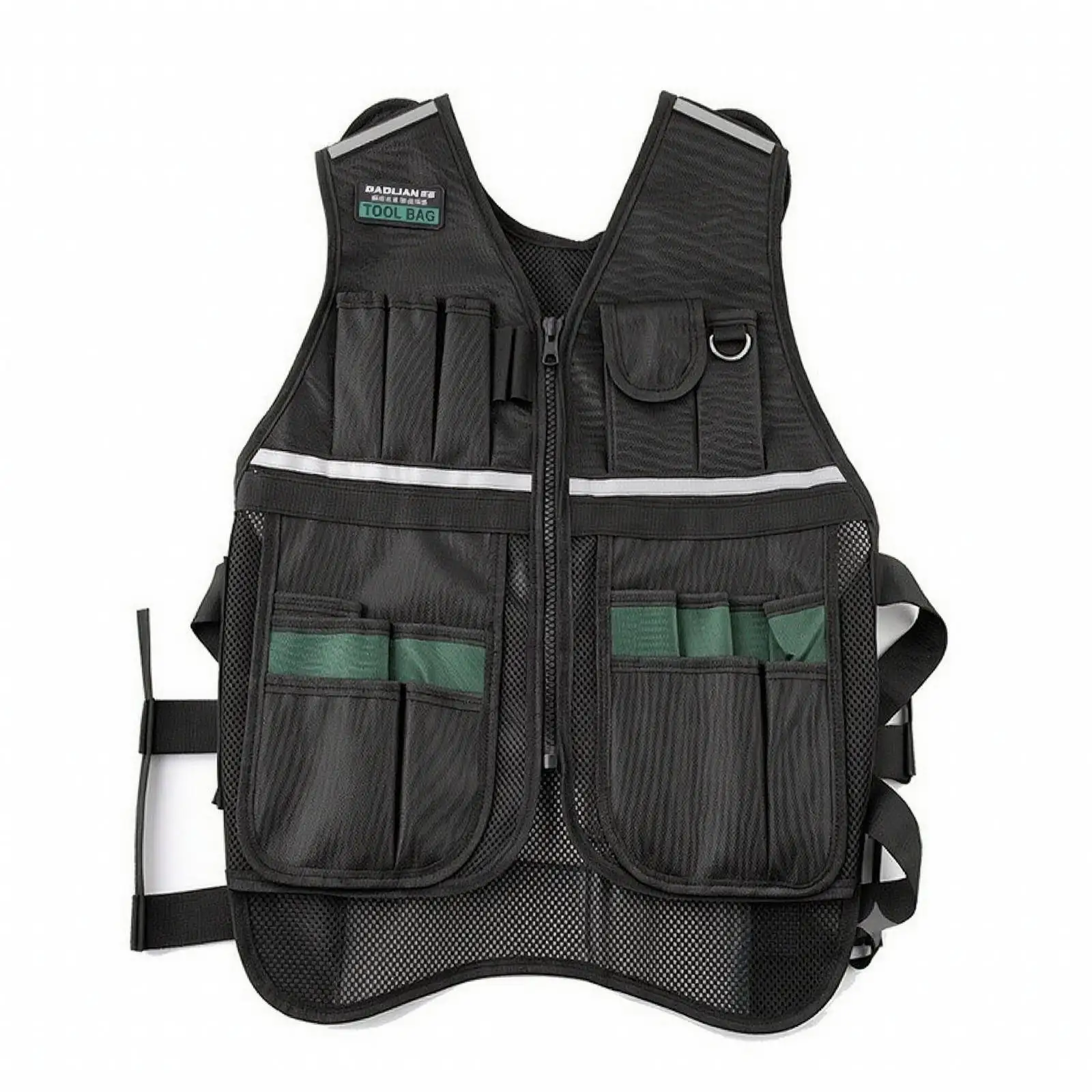 Tool Vest with Pockets Lightweight Wearable Tool Bag Work Vest with Adjustable Straps Breathable Reflective for Electricians