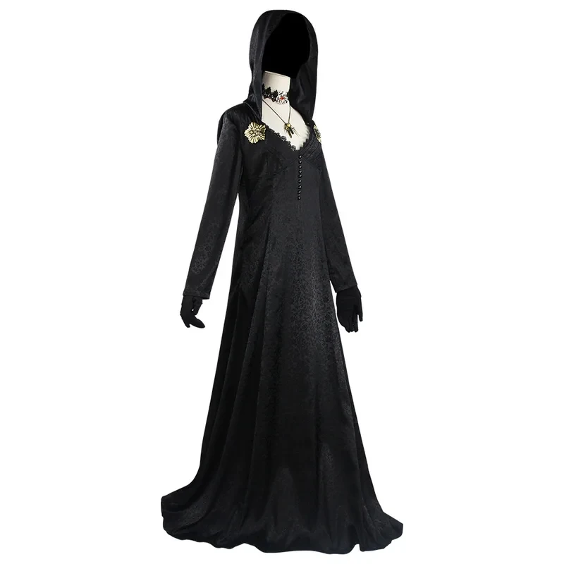 Resident Village 8 Alcina Dimitrescu Daniela Vampire Cosplay Costume Gothic Adult Women Long Dress Halloween Cainiva Blax,3;b'2. view 2