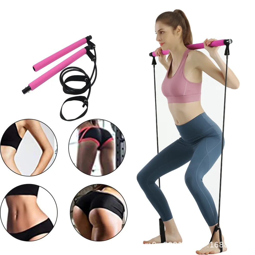 Bastone fitness multifunzionale, attrezzatura per pilates, yoga, allenamento per lo stretch domestico, dispositivo di tensione, corda di tensione