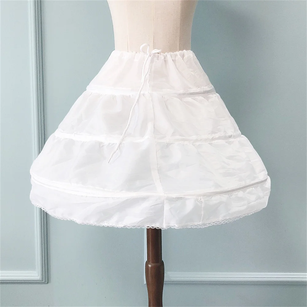 High Quality White 3 Hoops A-line Petticoat Crinoline Slip Underskirt For Ball Gown Wedding Dress