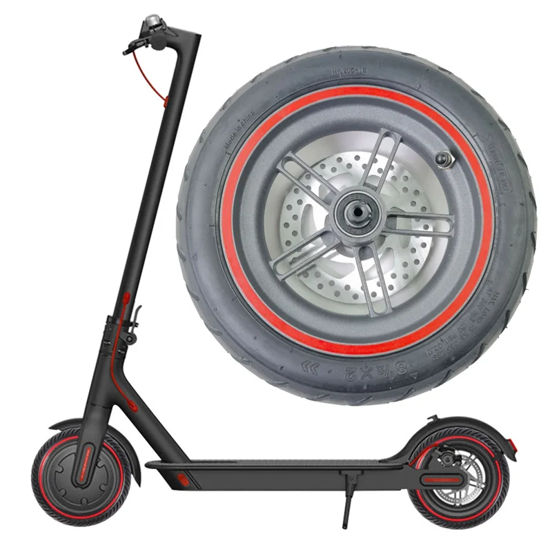 Electric Scooter 8.5 Inch Inflatale Rear Wheel Tire Aluminum Alloy Wheel Hub 120Mm Brake Disk Set for Xiaomi PRO / PRO2