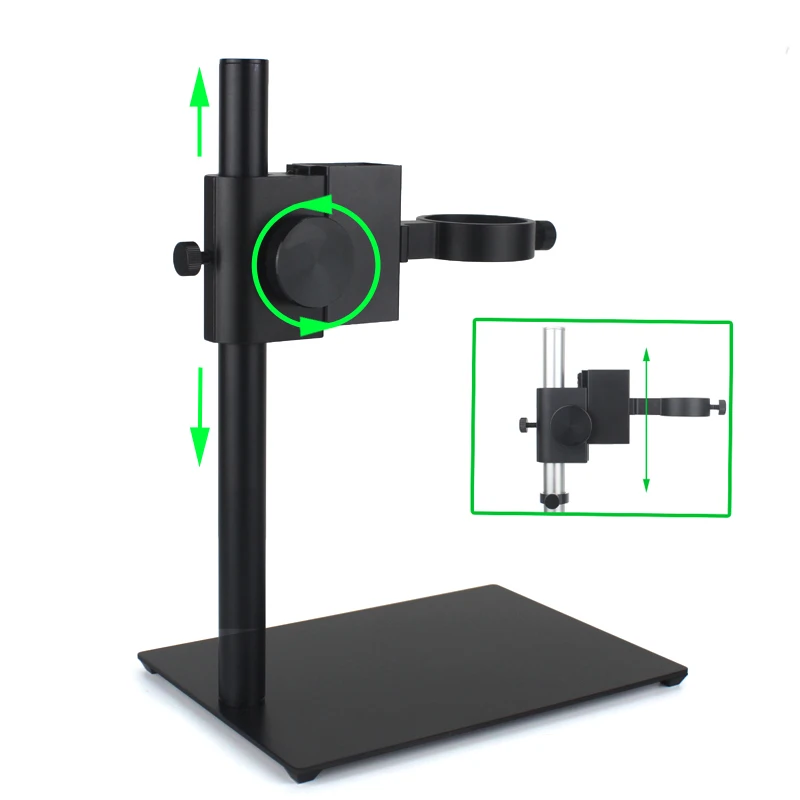 Supporto da tavolo con supporto per messa a fuoco regolabile in lega di alluminio 40mm 50mm per videocamera per microscopio USB HDMI digitale