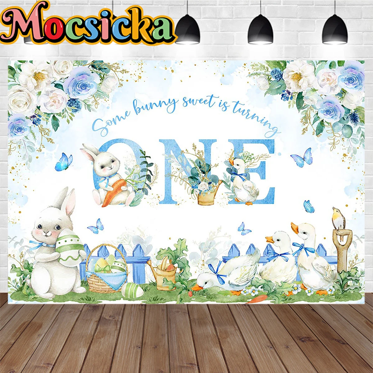 Fondo de fiesta de cumpleaños para niños y niñas, decoración de flores, huevos, Photobooth