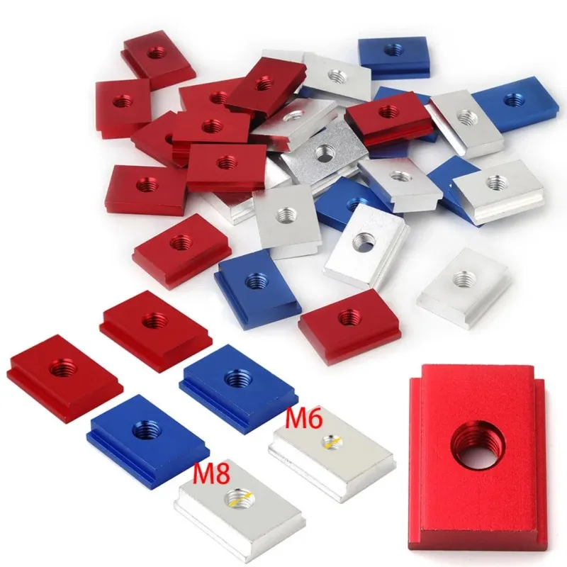 6Pcs/Set M6 M8 T Slot Nut T30 T-track Slider T Block Square Nuts for WoodworkingTool Jigs Screw Slot Fastener Aluminum Profile