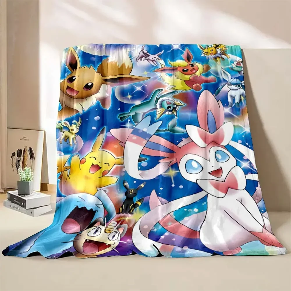 Coperta in stile giapponese Pokemon Flanella Coperta per la casa Divano Pausa pranzo Coperte Cartoon Eevee Anime Figure Bambini Bambini Studente