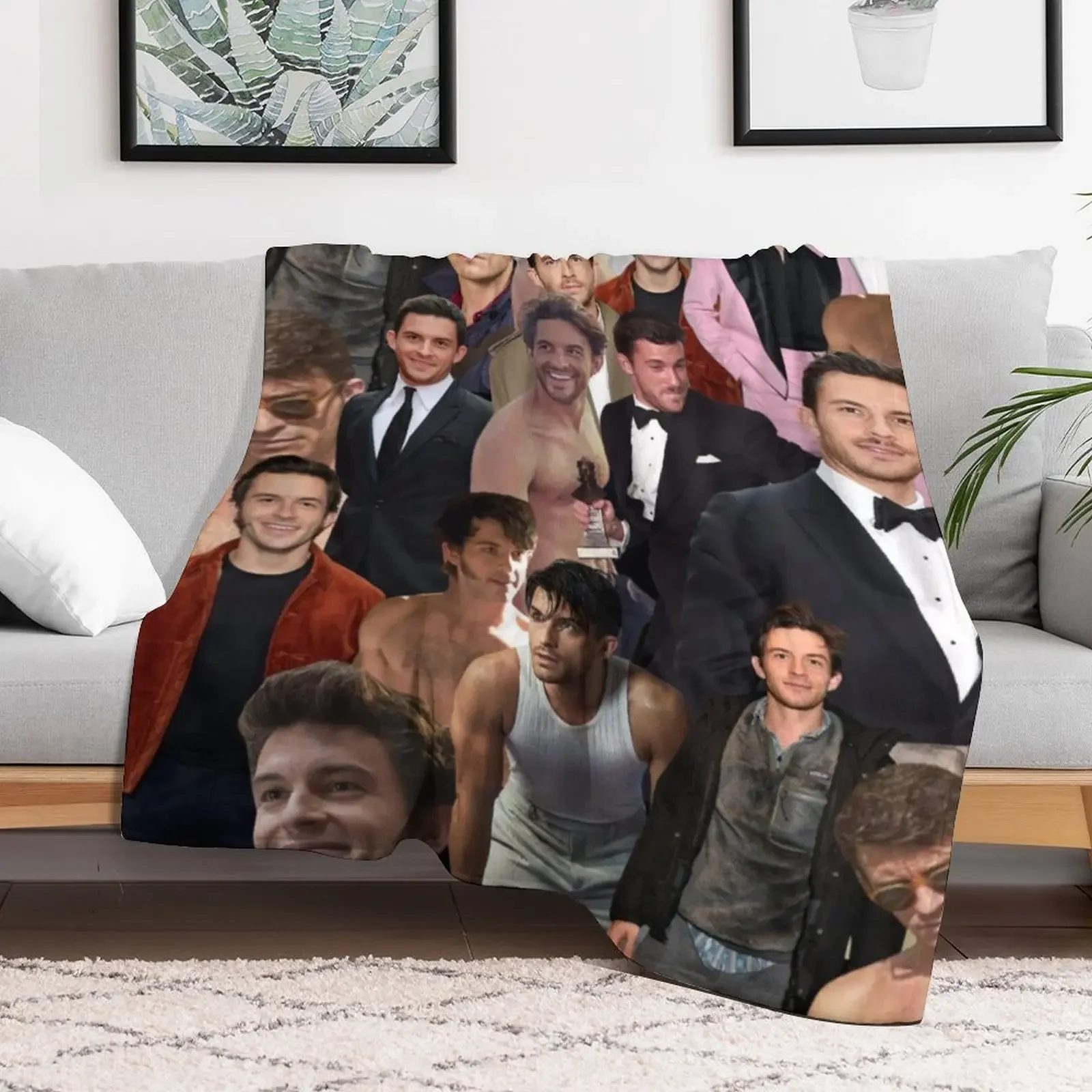 Jonathan Bailey collage Throw Blanket Soft Warm Blanket Gift for Grandparents