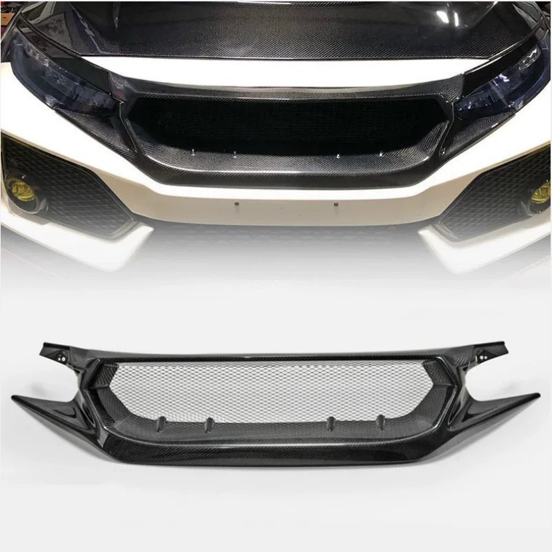 Carbon Fiber Front Bumper Grill For Honda Civic FK8 FC FK7 modified new style Mask net Radiator body Kit Car Accessories