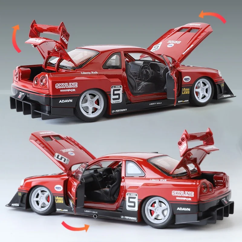 1/24 Scale GTR Skyline Alloy Car Model w/Authentic Sound Effects - Premium Toy for Kids & Collectors - Fast & Furious Inspired