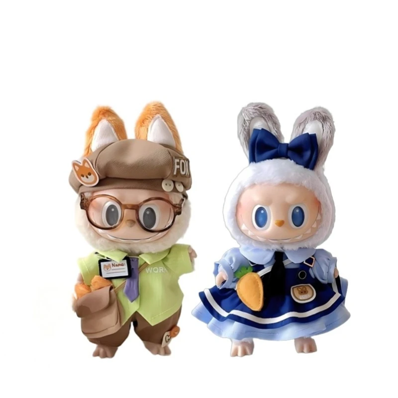 

Одежда для кукол Labubu — сменный набор виниловых плюшевых кукол «Кролик и лиса» 17 см, набор виниловых плюшевых кукол Labubu поколения трех поколений