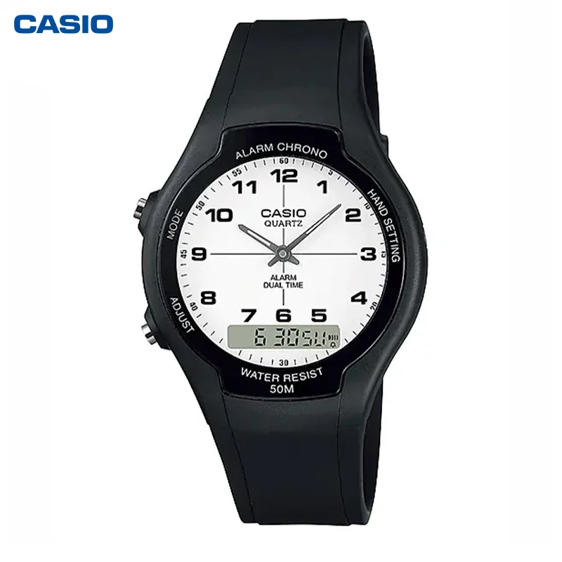 Casio AW-90H Watch Men\'s Wristwatch Outdoor Sportsmulti-Function Time Guide Quartz Digital Dual Display Stopwatch