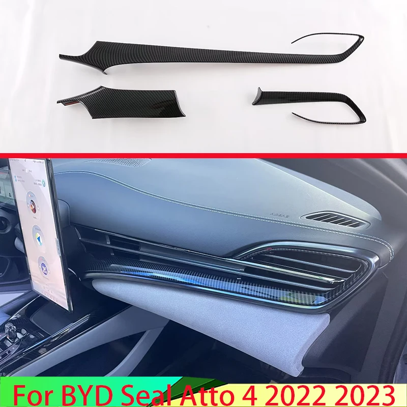 

For BYD Seal Atto 4 EV 2022 2023 Car Accessories Carbon Fiber Style Center Console Interior Instrument Panel Around Trim